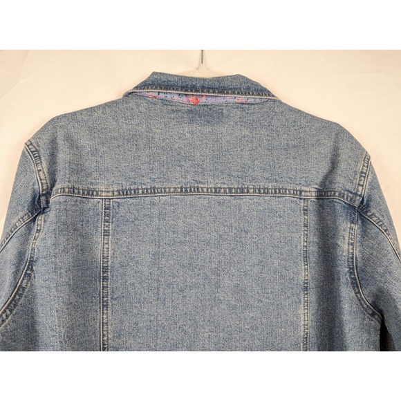 April Cornell Denim Jacket Floral Button Western Country Boho Indie Festival - Picture 7 of 10